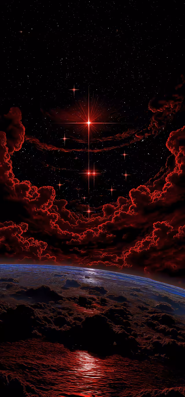 Dramatic Red Cosmic Nebula – Starry Space Wallpaper