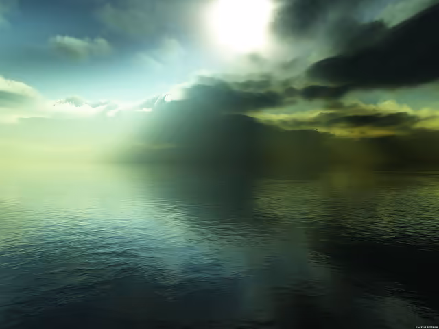 Misty Mountain Lake Sunset Glow