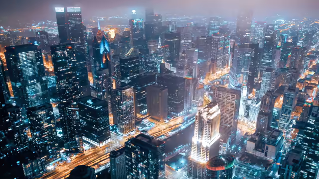 New York City Night Lights Skyline