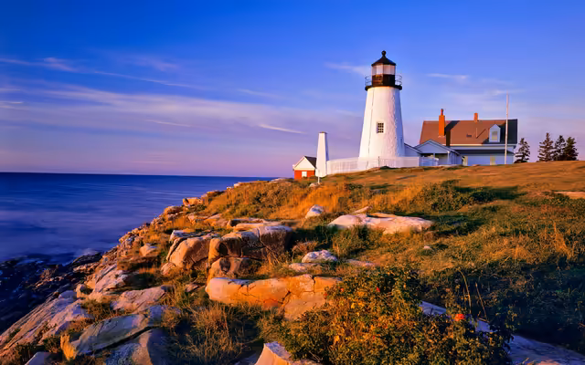 Coastal Lighthouse at Sunset Golden Hour