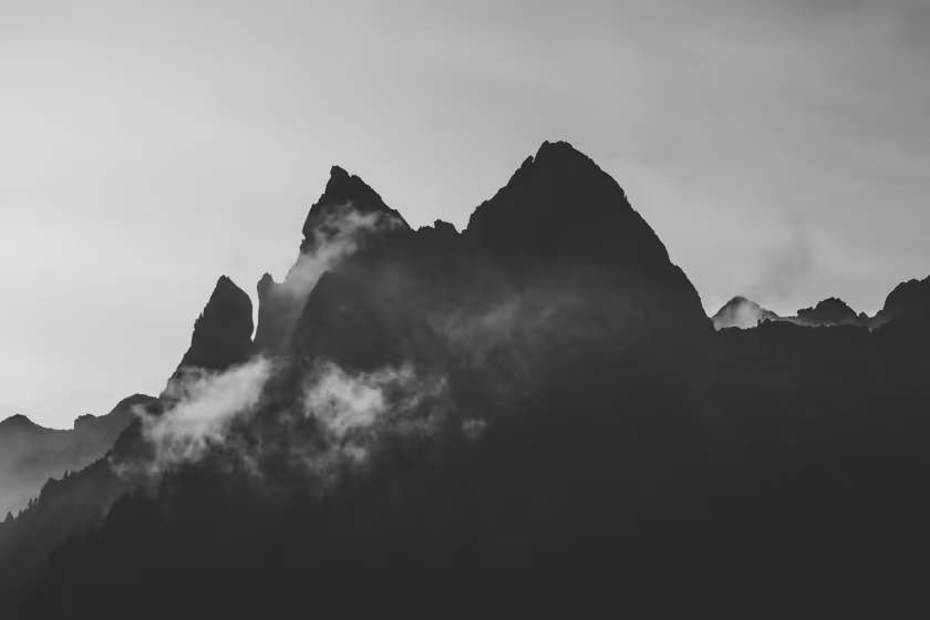Misty Mountain Peaks in Monochrome