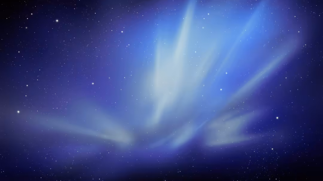 Ethereal blue light rays streaming across a dark starry night sky with glowing particles and cosmic energy effects