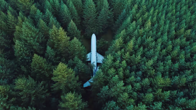 Airplane In Dense Forest Aerial