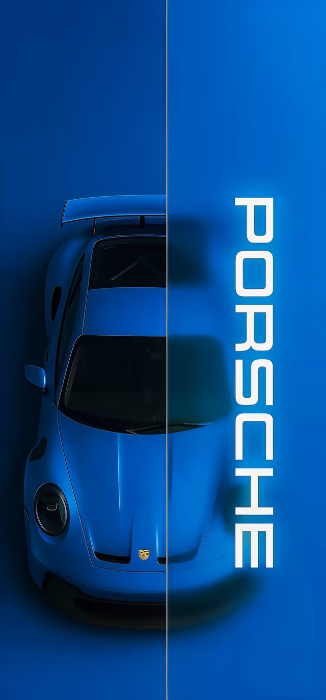 Blue Porsche Sports Car Minimal