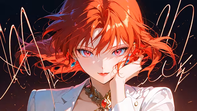 Fiery Red Anime Character Portrait