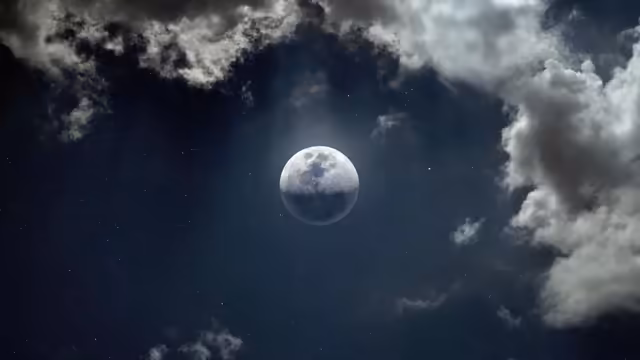 Moon Among Clouds and Stars