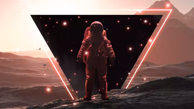 Astronaut Standing on Red Planet