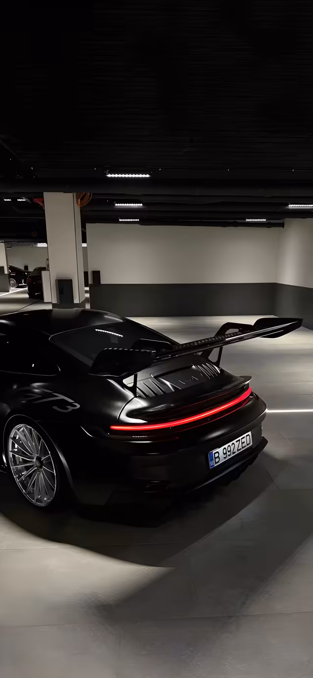 Black Sports Car Garage Interior