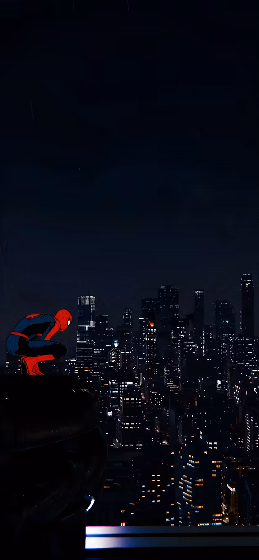 Spider Man Crouching Night City