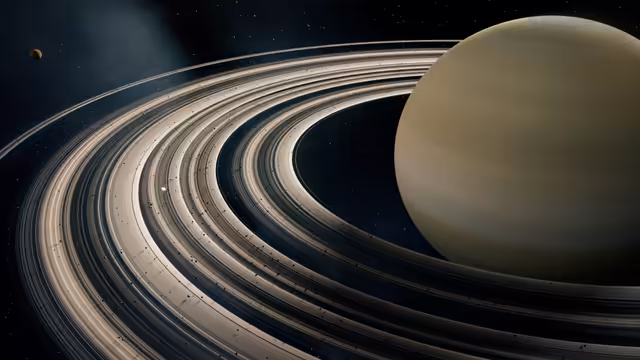 Saturn With Elegant Rings in Space