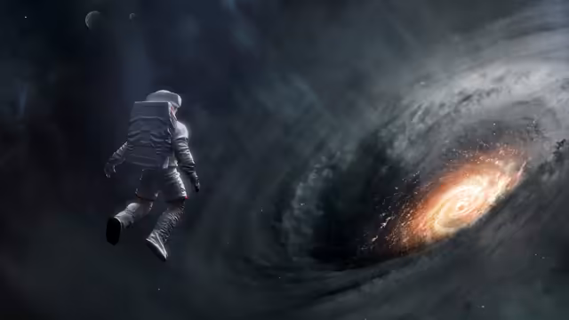 Astronaut Floating Through Cosmic Anomaly