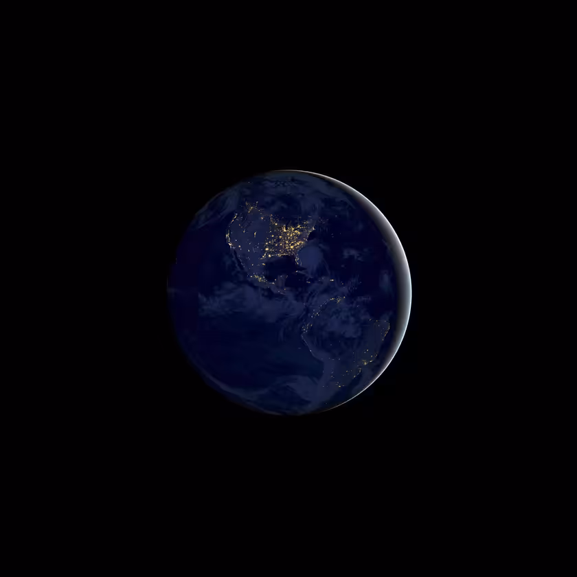 Earth At Night With City Lights