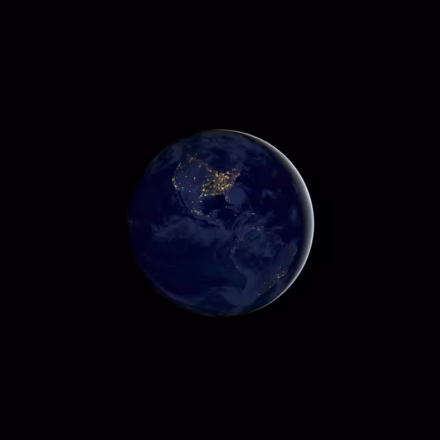 Earth At Night With City Lights