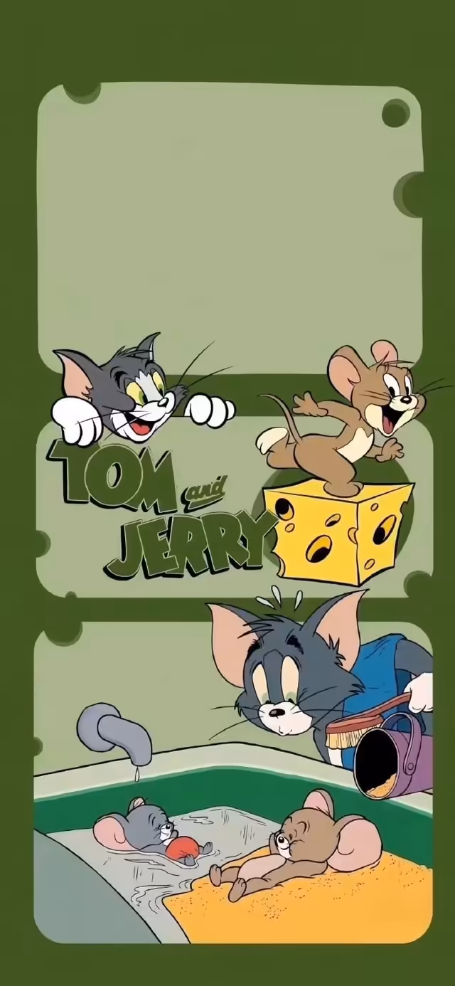 Green Tom & Jerry Aesthetic — vertical cartoon HD wallpaper