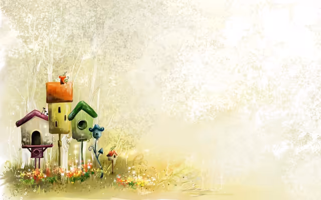 Whimsical Birdhouses in Enchanted Forest